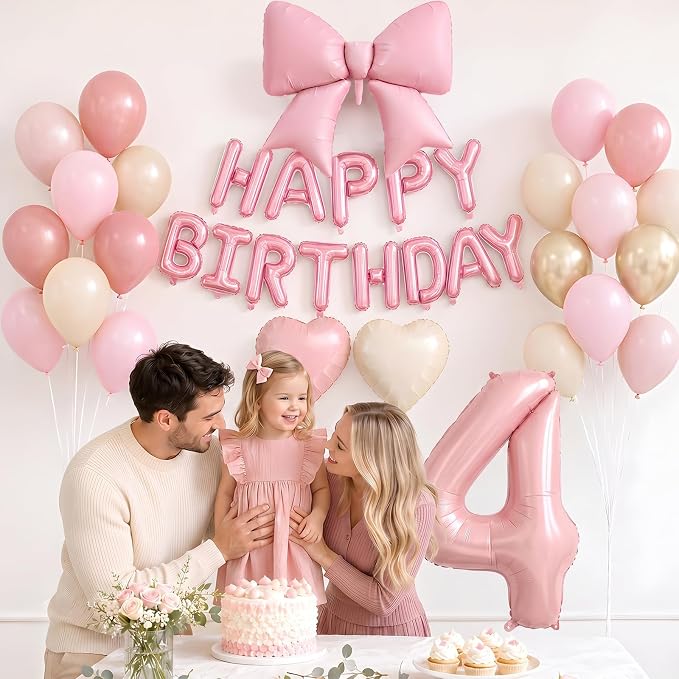 Dusty Pink Number 4 Balloon, 4th Birthday Decorations - Image 5