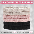 6Pcs Silk Hair Ties Small 22 Momme 100% Pure Mulberry Silk Scrunchies for Women Girls Thin Skinny Hair Sleep Scrunchies No Damage(Color 05)