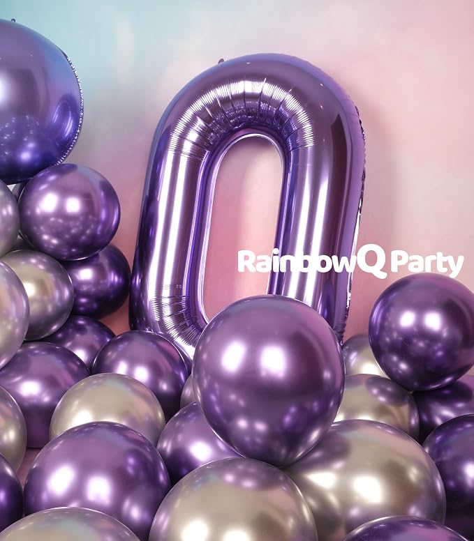 RainbowQ Purple 0 Balloon Number 40 Inch 0-40 Foil Large Balloons | Big Mylar 0 - Image 8