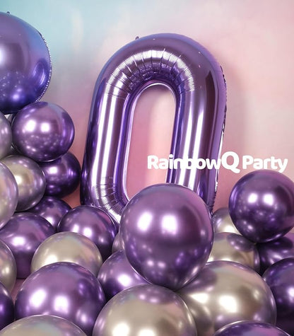 RainbowQ Purple 0 Balloon Number 40 Inch 0-40 Foil Large Balloons | Big Mylar 0 - Image 8