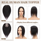 Rich Choices Hair Toppers for Women Real Human Hair 100% Human Remy Toppers NO Bangs for Women with Thinning on Top Clip in Hairpiece 4"x4.7"Lace Base 18 Inch #1B Natural Black
