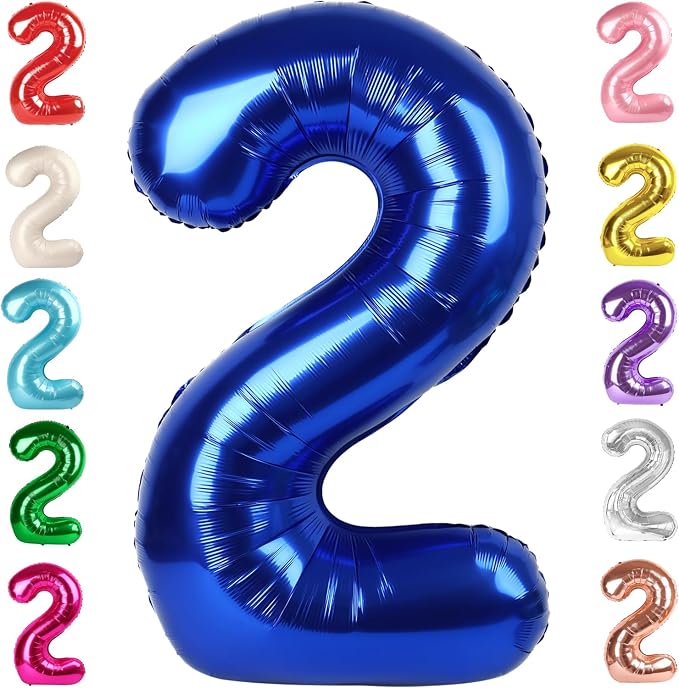 2 Balloon Numbers Birthday Decorations, 40In Navy Blue Balloons by Mluchee