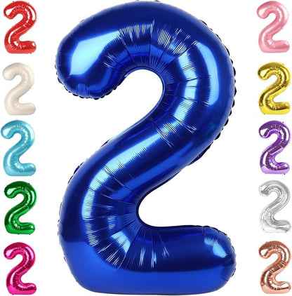 2 Balloon Numbers Birthday Decorations, 40In Navy Blue Balloons by Mluchee