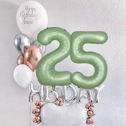 40 Inch Green Number Balloon 5 Olive Green Foil Balloon Sage Green 5 Balloons - Image 5