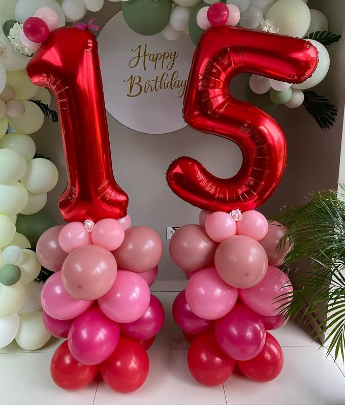 40 Inch Red 16 Number Balloons Giant 16 or 61 Balloons Red Birthday 16 Balloons - Image 4