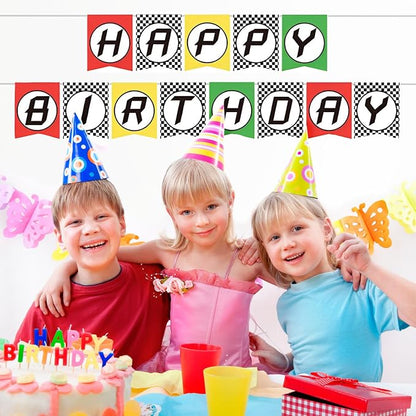 Checkered Happy Birthday Banner Party Decoration - Image 3
