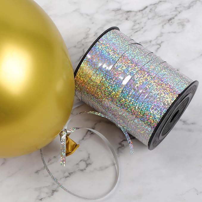 500 Yards Silver Shiny Curling Ribbon Metallic Balloon Roll - Image 3