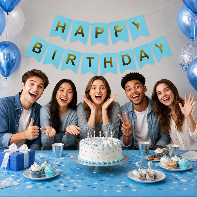 Blue Happy Birthday Banner Sign - Image 5