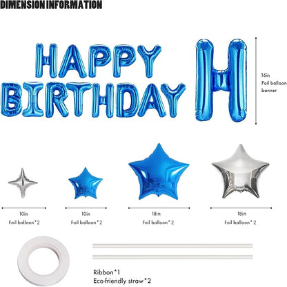 CANREVEL Happy Birthday Banner Decorations + 8Pcs Star Balloons, - Image 2