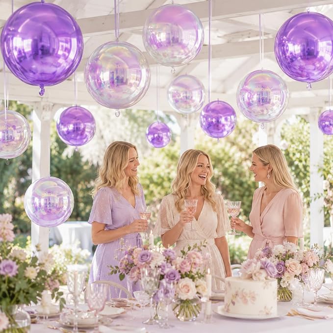 Iridescent Balloons 4D, 22Inch Round Clear Ball Shaped Balloons, Holographic - Image 4
