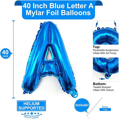 Lovoir 40 Inch Large Blue Letter A Balloons Big Size Jumbo Mylar Foil Helium - Image 2