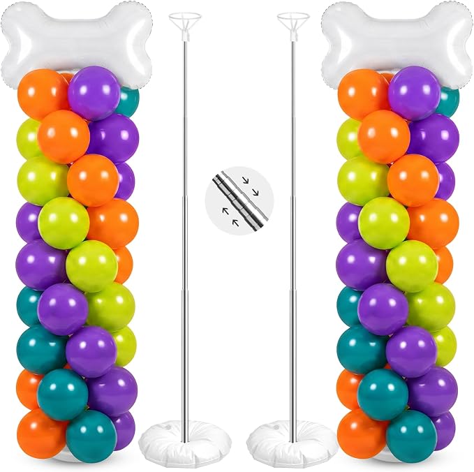 Jenaai 2 Set 163 Pcs Cartoon Dog Birthday Party Balloon Column Stand Kit | Dog by Jenaai