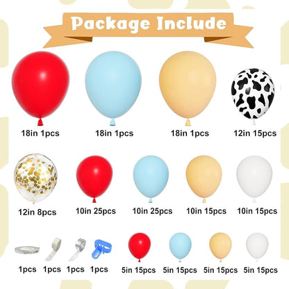 170Pcs Farm Animal Red Blue White Cowboy Western Balloon Arch Garland Kit | Red - Image 2