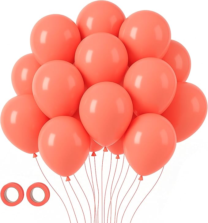 Voircoloria 105pcs Coral Red Party Latex Balloons, 12inch | by Voircoloria