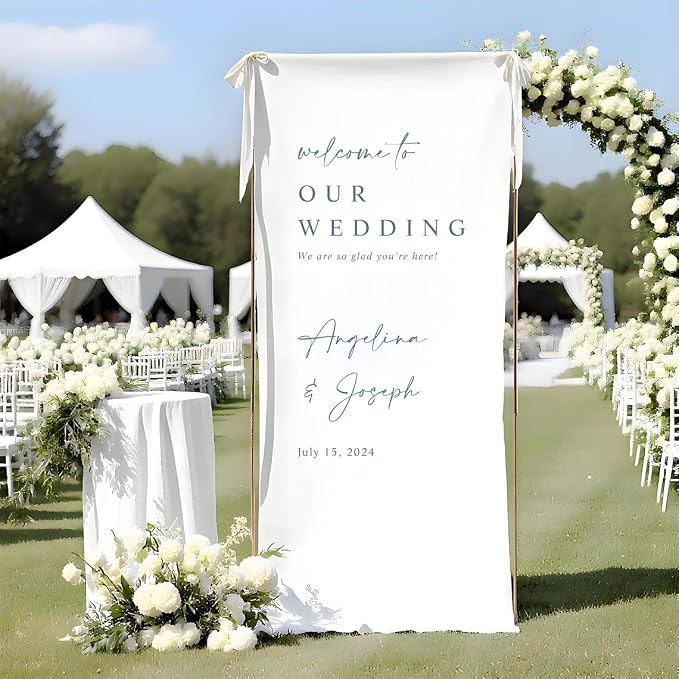 Personalized Fabric Wedding Welcome Sign, Linen Wedding Welcome Sign Cotton - Image 2