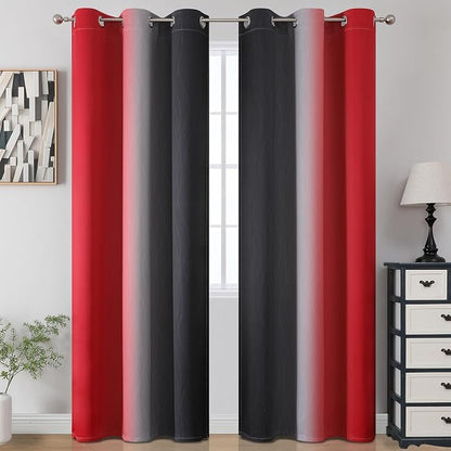 Black and Red Blackout Curtains, 100% Ombre Blackout Curtains - Image 2