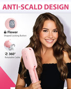 NOVUS 1.25 Inch Curling Iron,Hair Crimper- Beach Wave Hair Waver with Anti-Scald & Negative Ion Technology, Hair Crimper Ceramic Barrel for Tangle-Free Waves on All Hair Types, Pink