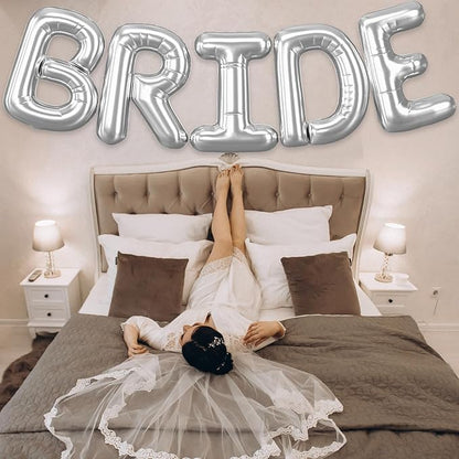 40 Inch BRIDE Balloons Bachelorette Party Decorations, Metallic Silver Bride - Image 5
