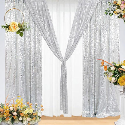 Eternal Beauty Silver 3mm Sequin Backdrop 2x8 Ft 2 Pack Wedding | Dense Sparkle - Image 4