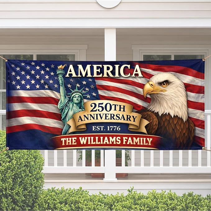 Personalized 250 Years of Freedom USA Banner 1776-2026, Patriotic American - Image 3