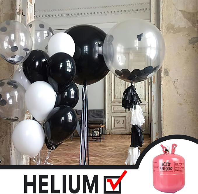 PartyWoo Black Large Round Giant 4D Jumbo Foil Balloons 6pcs 32 Inch | 32 Inch - Image 3