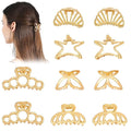 CWJCYTNSN Small Gold Hair Clips, 10Pcs Metal Butterfly Starfish Hair Claw Clips for Women Thick Thin Hair, Non-Slip Hair Clips for Women and Girls, Strong Hold Hair Accessories