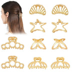 CWJCYTNSN Small Gold Hair Clips, 10Pcs Metal Butterfly Starfish Hair Claw Clips for Women Thick Thin Hair, Non-Slip Hair Clips for Women and Girls, Strong Hold Hair Accessories