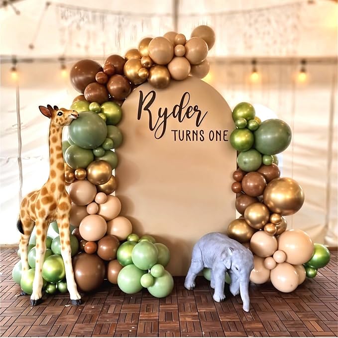 Sage Green Brown Safari Balloons, Camo Army Hunting Balloons - Image 8