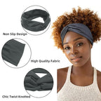 Tobeffect Turban Headbands for Women 8 Pack Non Slip Headband Boho Twisted Wide Head Band Womens Cloth Fabric Hair Wraps Accessories Black White Headbands