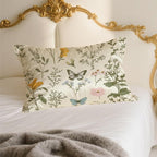 1 Pack Satin Pillowcase for Hair and Skin Vintage Wildflowers and Herbs Imitation Silk Pillowcase with Hidden Zipper Soft Breathable Pillow Cover Standard Size for Bedroom Sofa 20”x26”
