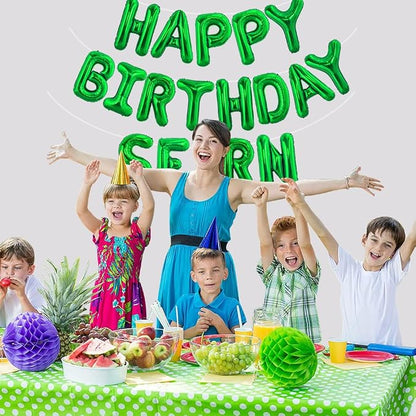 TONIFUL 65 Pcs 16 Inch Green Happy Birthday Balloons and 2 Sets A-Z Foil - Image 6