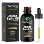 Natnique Beard Care Gift Set – Organic Jojoba Beard Conditioner with Vitamin E & Tea Tree + Vegan Beard Brush – Natural Moisturizer & Grooming Kit for Men – Softens, Hydrates & Reduces Itch