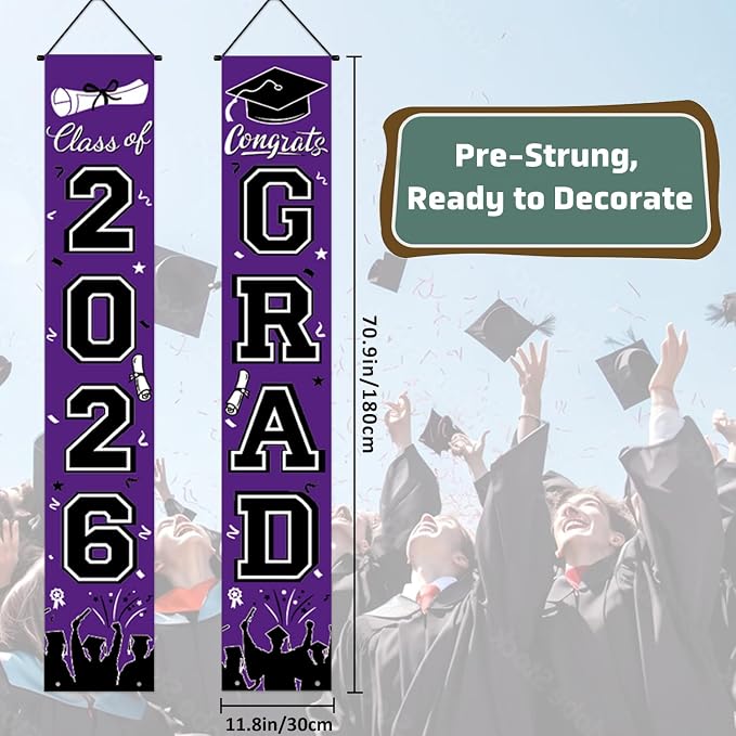 Graduation Banner Class of 2026, Congrats Grad Decorations - Image 3