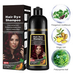 Instant Dark Wine Red Hair Dye Shampoo 3 in 1 for Gray Hair, Natural Hair Color Shampoo for Men & Women, 17.6 FL OZ Herbal Red Hair Shampoo & Red Hair Dye Colors in Minutes