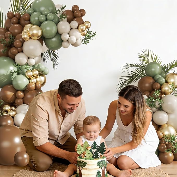 Sage Green Brown Balloon Arch Kit - Image 6