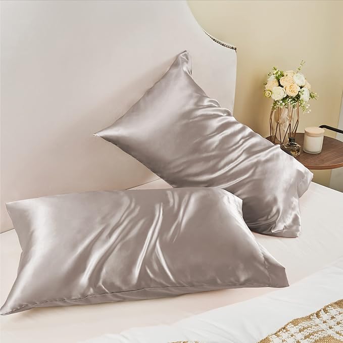 BEDELITE Satin Pillowcase for Hair and Skin, Super Soft and Cooling Similar to Silk Pillow Cases 2 Pack with Envelope Closure, Gift for Women Men(20"x30" Queen Size, Rose Taupe)