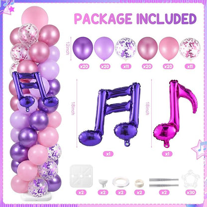 Skylety 2 Sets Kpop Music Balloon Column Stand Kit Adjustable Music Purple Pink - Image 2
