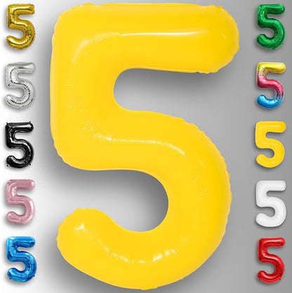 Yellow Number Balloon 5 Mylar Foil Macaron Balloons 40 inch - Image 6