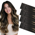 GOO GOO Invisi Edge Tape in Hair Extensions Human Hair, 1B/19/1B Natural Black to Light Blonde, 20pcs 20inch 50g, Virgin Remy Hair, Seamless Injected Tape, Natural Look