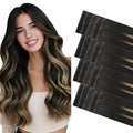 GOO GOO Invisi Edge Tape in Hair Extensions Human Hair, 1B/19/1B Natural Black to Light Blonde, 20pcs 16inch 50g, Virgin Remy Hair, Seamless Injected Tape, Natural Look