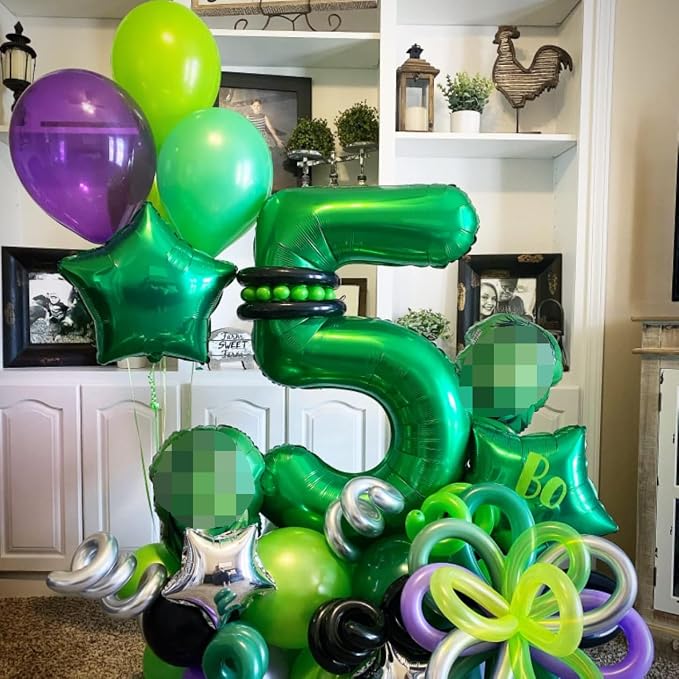 40 Inch Green Large Numbers Balloons 3, Self Inflating Digit 3 Helium Balloons - Image 4