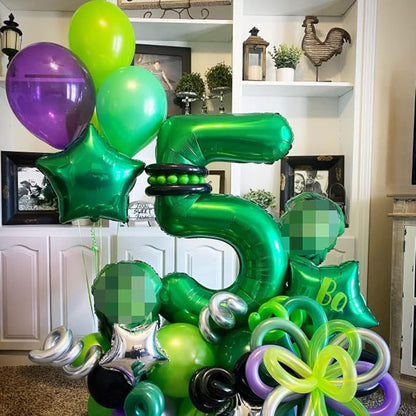 40 Inch Green Large Numbers Balloons 3, Self Inflating Digit 3 Helium Balloons - Image 4