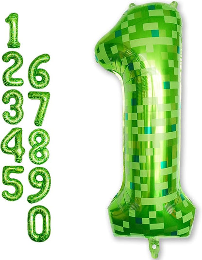 40 Inch Green Pixel Number 1 Balloon by Froova