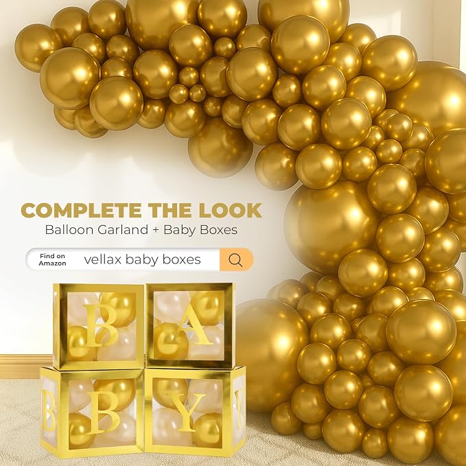Vellax 146-Pc Metallic Gold Balloon Garland Arch Kit, Baby Shower DIY | 146-pc - Image 6
