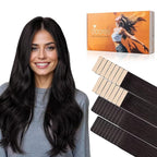 DOORES Invisi Edge Tape in Hair Extensions Human Hair, Natural Black 20 Injection Tape-ins with 20 Classic Tape-ins 100g 20 Inch, Injection Tape in Extensions Virgin Human