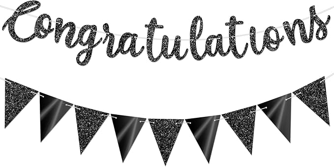 Glitter Black Congratulations Banner by Unknown