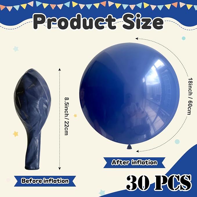 30pcs Navy Blue 18 Inch Large Blue Balloon - Image 2