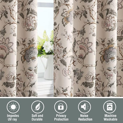 H.VERSAILTEX Blackout Curtains 63 Inch Length 2 Panels Set Floral Print Curtain - Image 7