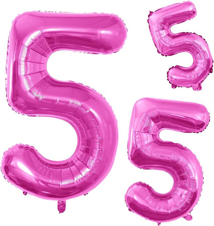 Pink Foil Balloons Number 5, Huge Number Balloons by GOER