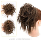 HMD Tousled Updo Messy Bun Hair Piece Hair Extension Ponytail With Elastic Rubber Band Updo Bun Synthetic Hairpieces for Women